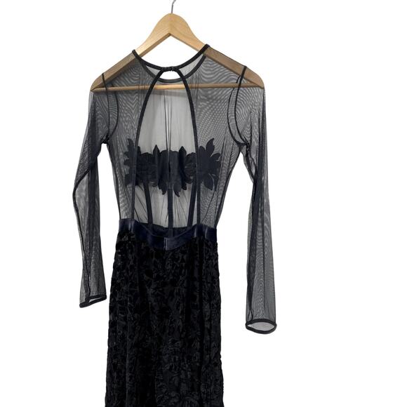 Victoria's Secret Black Velvet Sheer Mesh Jumpsuit - Picture 3 of 6